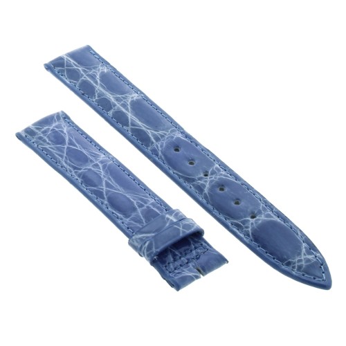 Cinturino Sartoriale Coccodrillo Blu Indaco Chiaro Lucido 17/16 mm B33B classico.