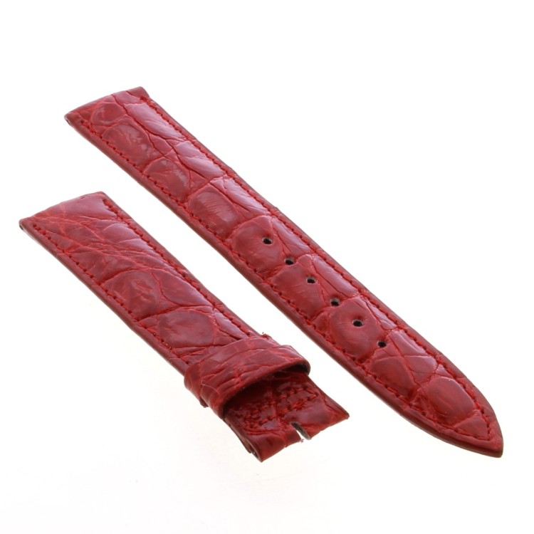 Cinturino Sartoriale Coccodrillo Rosso Lucido 18/16 mm B32B spessore 3,4 mm ansa curva