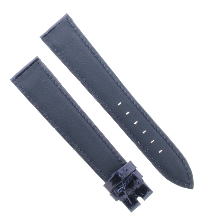 Cinturino Sartoriale Alligatore Blu Scuro Lucido 20/16 mm B30N forma classica