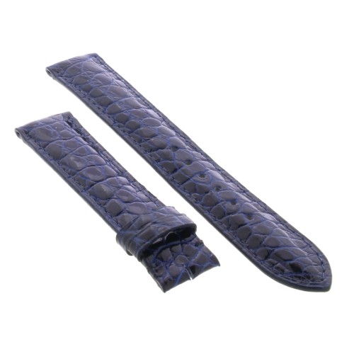 Cinturino Sartoriale Coccodrillo Blu Scuro Lucido 18/16 mm B33B forma classica