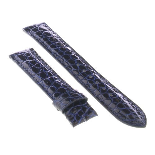 Cinturino Sartoriale Coccodrillo Blu Scuro Lucido 18/16 mm B33B forma classica
