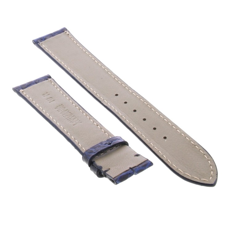 Cinturino Sartoriale Coccodrillo Blu Scuro Lucido 18/16 mm B33B forma classica