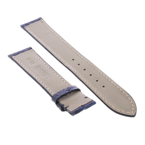 Cinturino Sartoriale Coccodrillo Blu Scuro Lucido 18/16 mm B33B forma classica