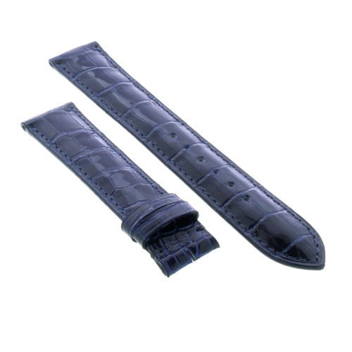 Cinturino Sartoriale Alligatore Blu Scuro Lucido 18/16 mm B33B forma classica