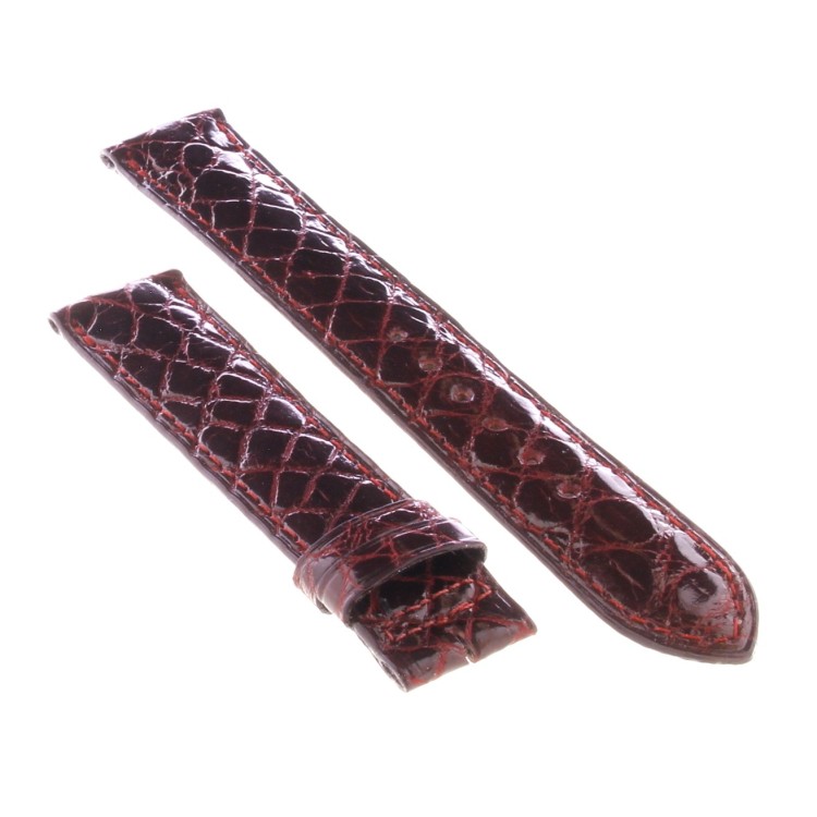 Cinturino Sartoriale Coccodrillo Rosso Bordeaux Lucido 18/16 mm B38B forma classica