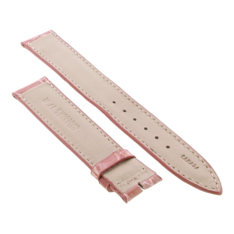 Cinturino Sartoriale Coccodrillo Rosa Chiaro Lucido 17/16 mm B36B forma classica