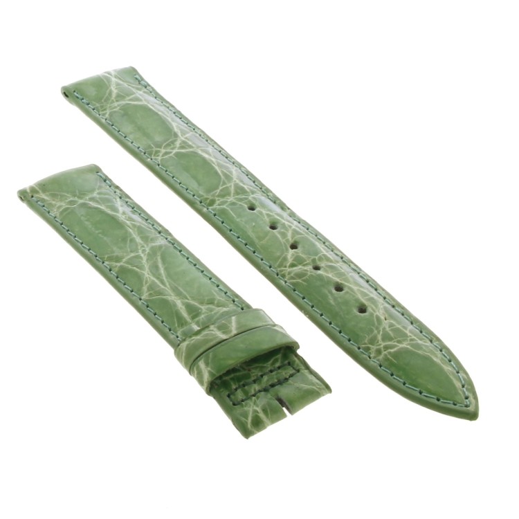 Cinturino Sartoriale Coccodrillo Verde Chiaro Lucido 17/16 mm B36B forma classica