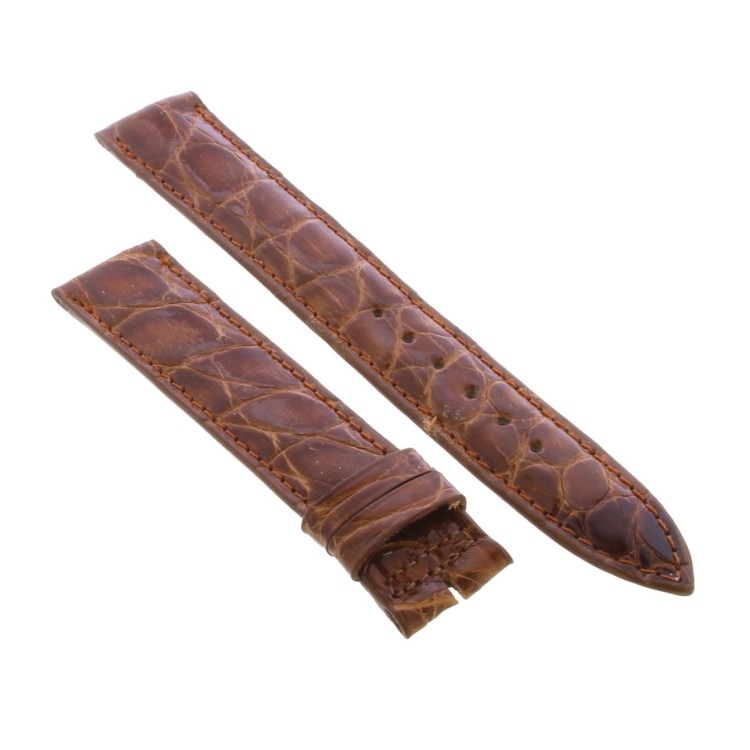 Cinturino Sartoriale Coccodrillo Marrone Medio Lucido 17/16 mm B30B classico con fumatura di colore scuro in punta