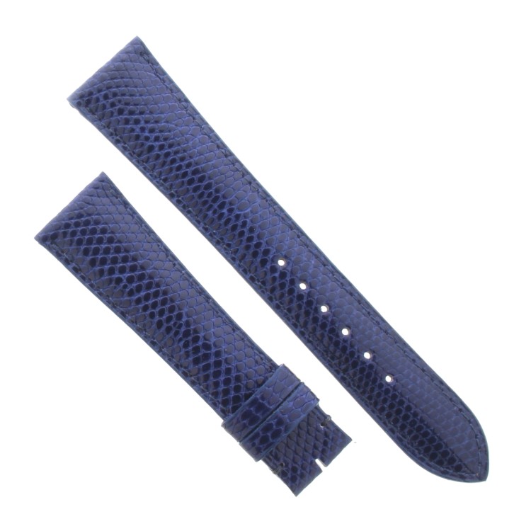 Cinturino Sartoriale Lucertola Blu Lucido 20/16 mm B35B forma classica