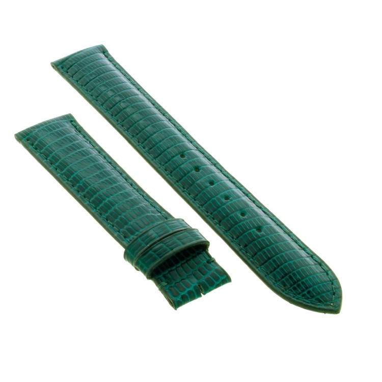 Cinturino Sartoriale Lucertola Verde Lucido 18/16 mm B35B forma classica