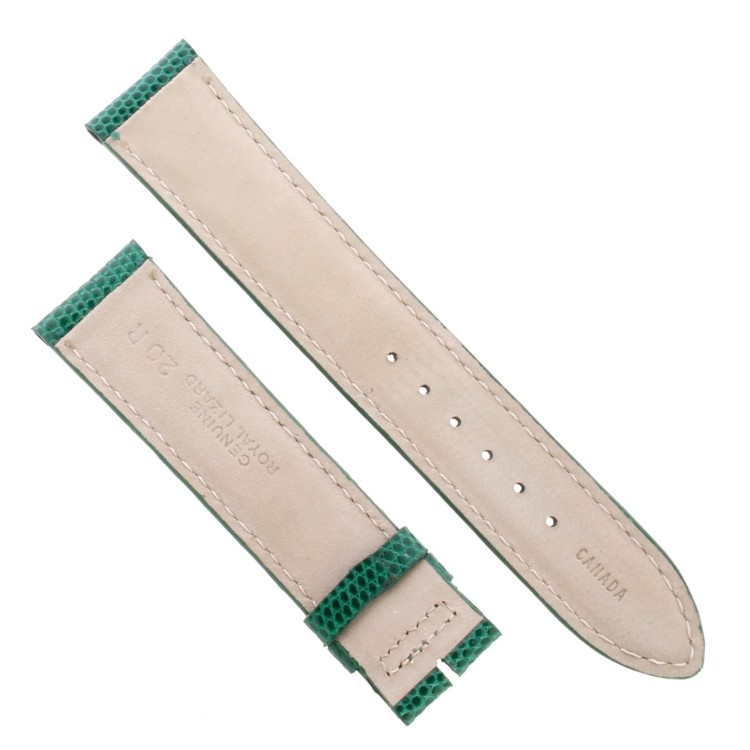 Cinturino Sartoriale Lucertola Verde Lucido 20/18 mm B38B forma classica
