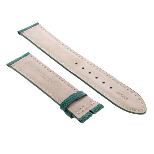 Cinturino Sartoriale Lucertola Verde Lucido 20/18 mm B38B forma classica