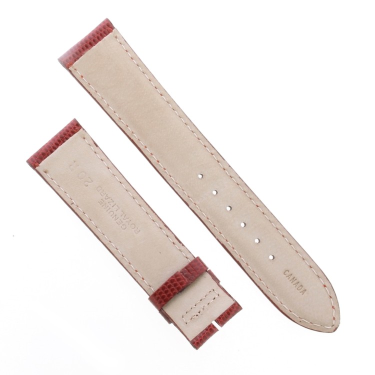 Cinturino Sartoriale Lucertola Rosso Lucido 20/18 mm B38B forma classica