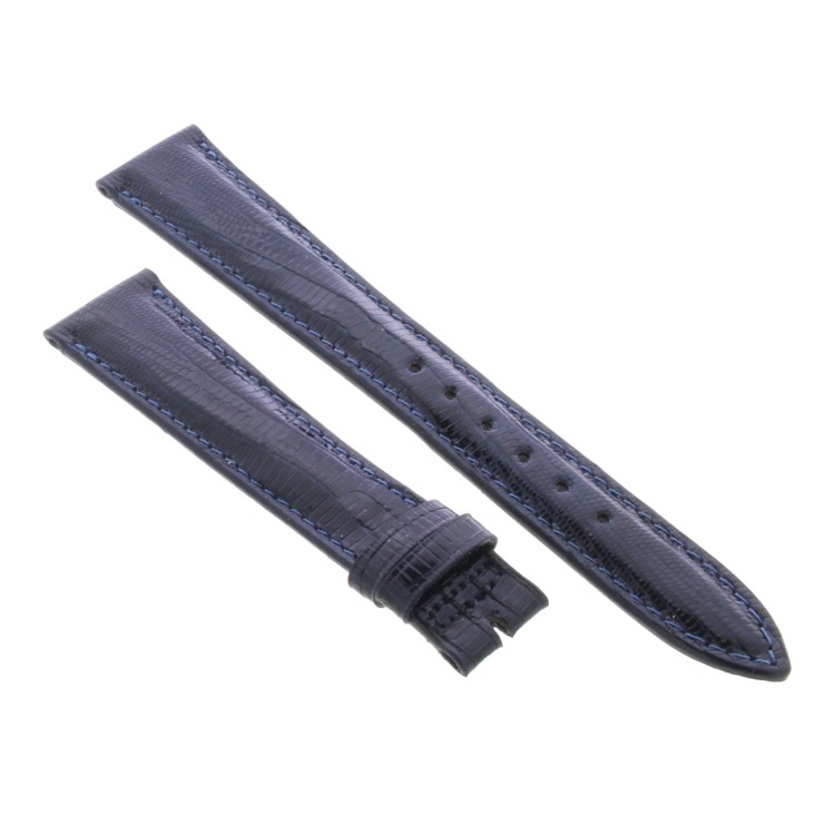 Cinturino Sartoriale Lucertola Tejus Blu Scuro Lucido 18/14 mm B32G forma classica