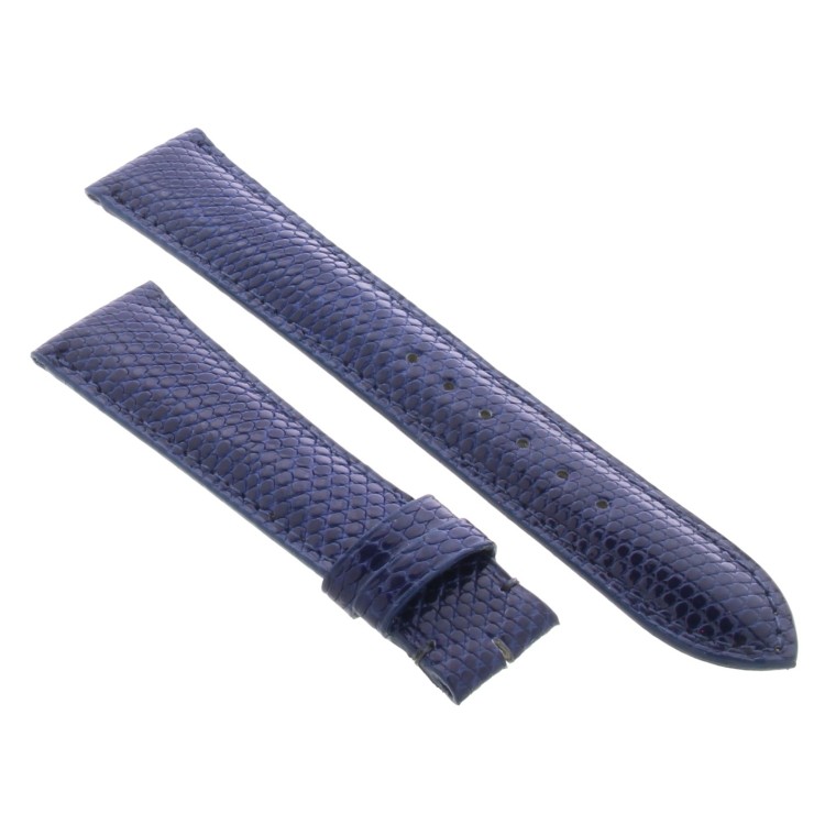 Cinturino Sartoriale Lucertola Blu Lucido 20/16 mm B35B forma classica