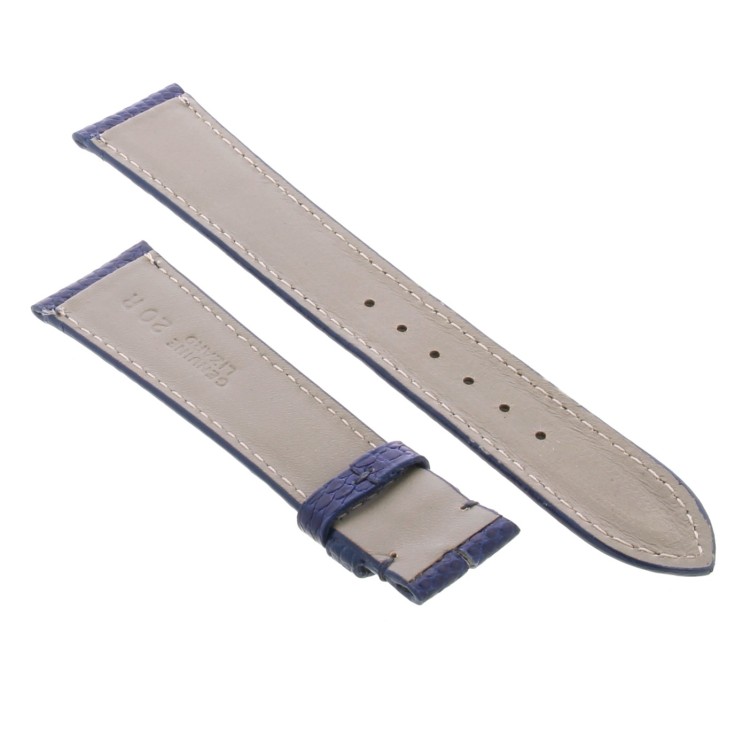 Cinturino Sartoriale Lucertola Blu Lucido 20/16 mm B35B forma classica