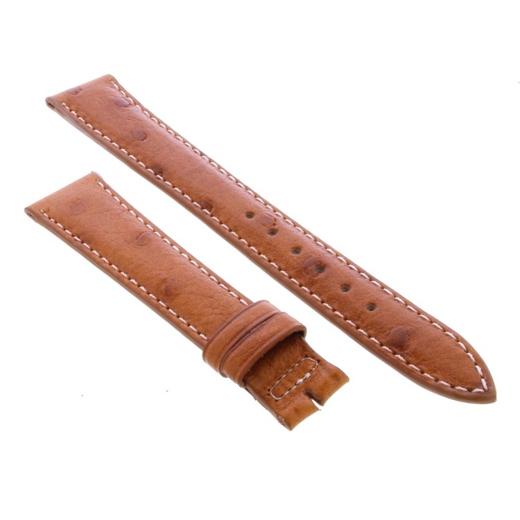 Cinturino Sartoriale Struzzo Marrone Gold Opaco 18/14 mm B37B cuciture chiare