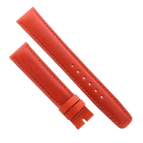 Cinturino Sartoriale Pelle Vitello Rosso Opaco 18/16 mm B43R Bombato Punta Piatta