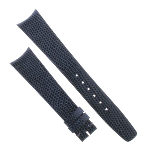 Cinturino Sartoriale Lucertola Blu scuro Lucido 18/14 mm B20N Piatto classico.
