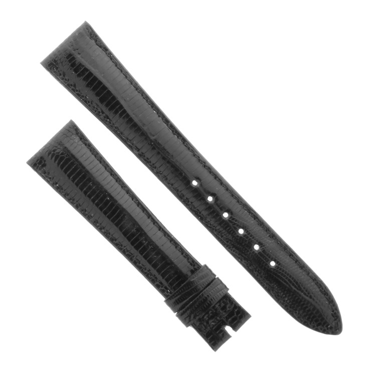 Cinturino Sartoriale Lucertola Tejus Nero Scuro Lucido 18/14 mm B35G forma classica