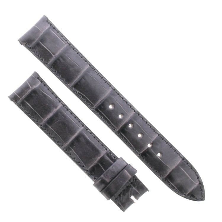 Cinturino Sartoriale Stampa Alligatore Grigio Semilucido 18/16 mm B40G forma classica