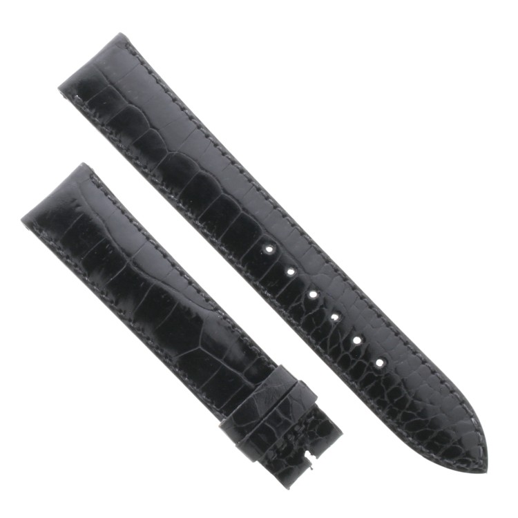 Cinturino Sartoriale Stampa Alligatore Nero Semilucido 18/16 mm B40B forma classica