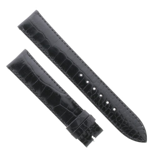 Cinturino Sartoriale Stampa Alligatore Nero Semilucido 18/16 mm B40B forma classica