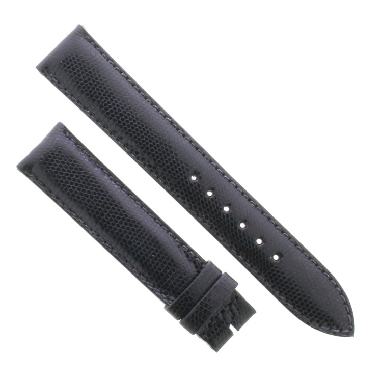 Cinturino Sartoriale Stampa Lucertola Nero Semilucido 18/16 mm B40B forma classica