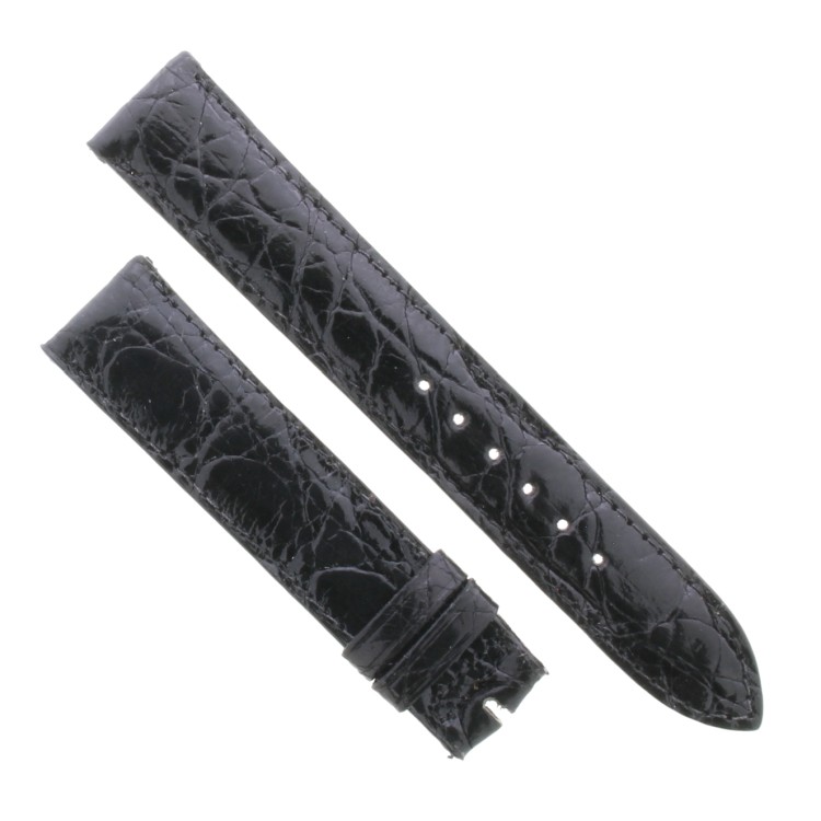 Cinturino Coccodrillo Nero Lucido 18/16 mm B40B forma classica