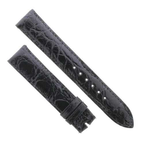 Cinturino Coccodrillo Nero Lucido 18/16 mm B40B forma classica