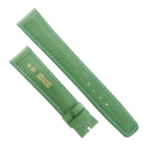 Cinturino Sartoriale Pelle Vitello Verde Opaco 18/16 mm B47V Bombato Punta Piatta