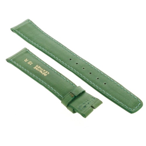 Cinturino Sartoriale Pelle Vitello Verde Opaco 18/16 mm B47V Bombato Punta Piatta