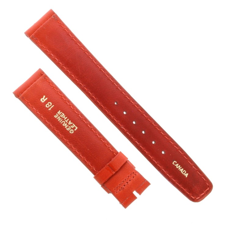 Cinturino Sartoriale Pelle Vitello Rosso Opaco 18/16 mm B43R Bombato Punta Piatta