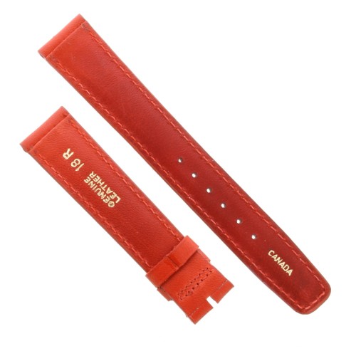 Cinturino Sartoriale Pelle Vitello Rosso Opaco 18/16 mm B43R Bombato Punta Piatta