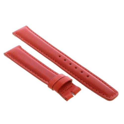 Cinturino Sartoriale Pelle Vitello Rosso Opaco 18/16 mm B43R Bombato Punta Piatta