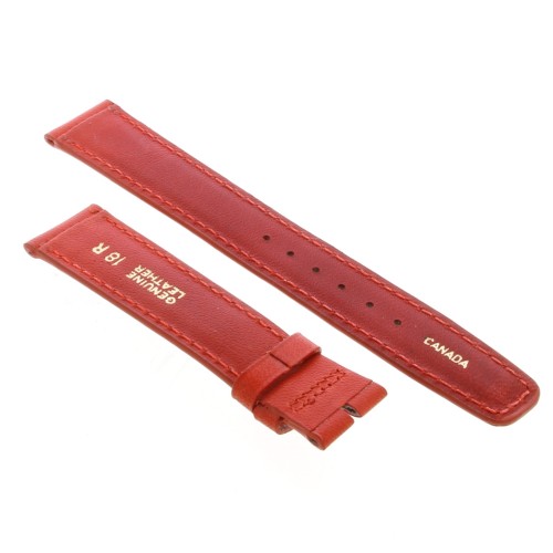 Cinturino Sartoriale Pelle Vitello Rosso Opaco 18/16 mm B43R Bombato Punta Piatta