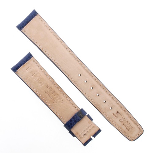 Cinturino Sartoriale Pelle Vitello Martellata Blu 18/16 mm B33B classico punta piatta
