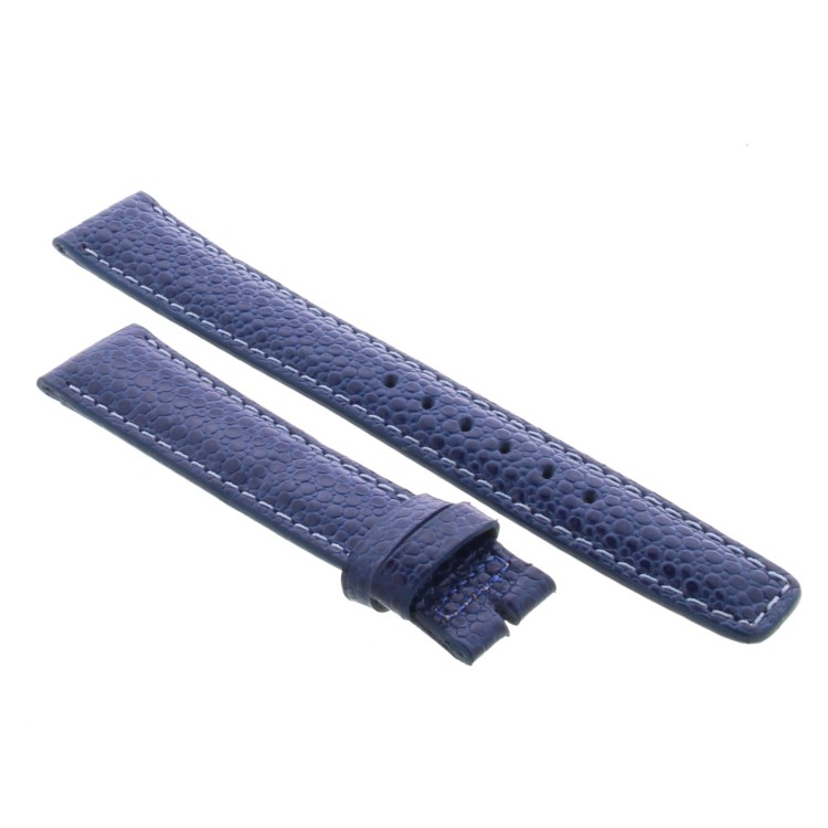 Cinturino Sartoriale Pelle Vitello Martellata Blu 18/16 mm B33B classico punta piatta