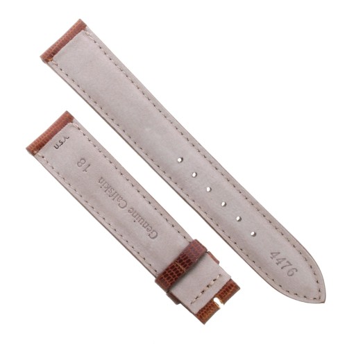Cinturino Sartoriale Stampa Lucertola Marrone Medio Semilucido 18/16 mm B40G forma classica
