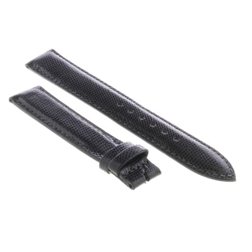 Cinturino Sartoriale Stampa Lucertola Nero Semilucido 18/16 mm B40B forma classica