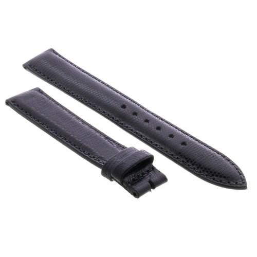 Cinturino Sartoriale Stampa Lucertola Nero Semilucido 18/16 mm B40B forma classica