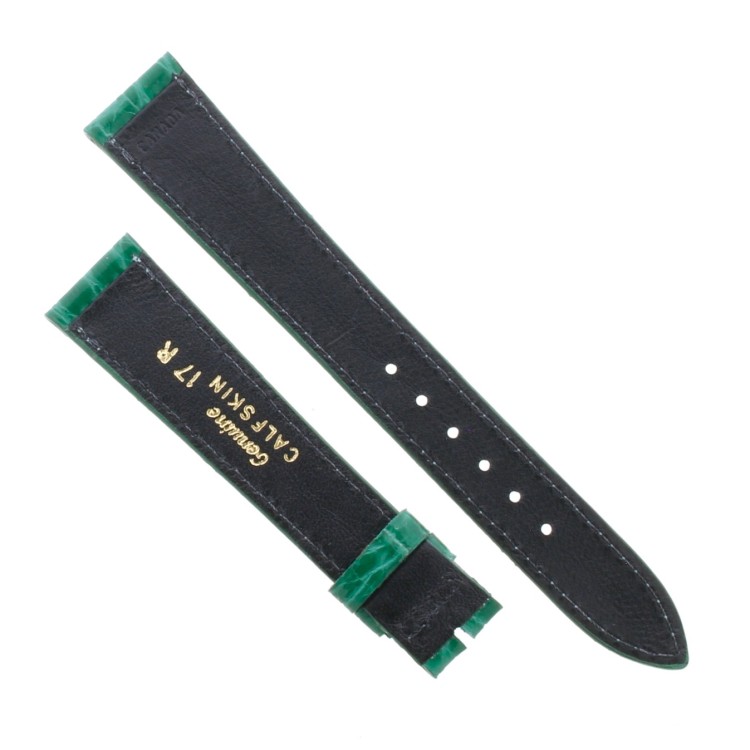 Cinturino Sartoriale Stampa Alligatore Verde semilucido 18/14 mm B25N forma classica