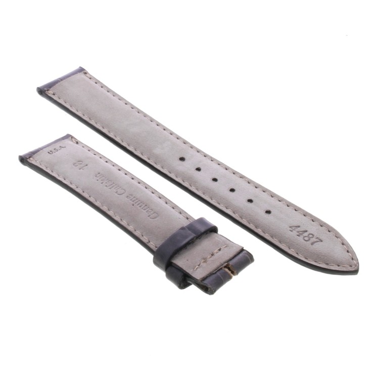 Cinturino Sartoriale Stampa Alligatore Grigio Semilucido 18/16 mm B40G forma classica