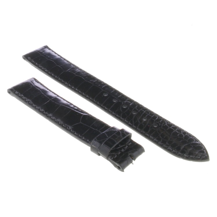 Cinturino Sartoriale Stampa Alligatore Nero Semilucido 18/16 mm B40B forma classica