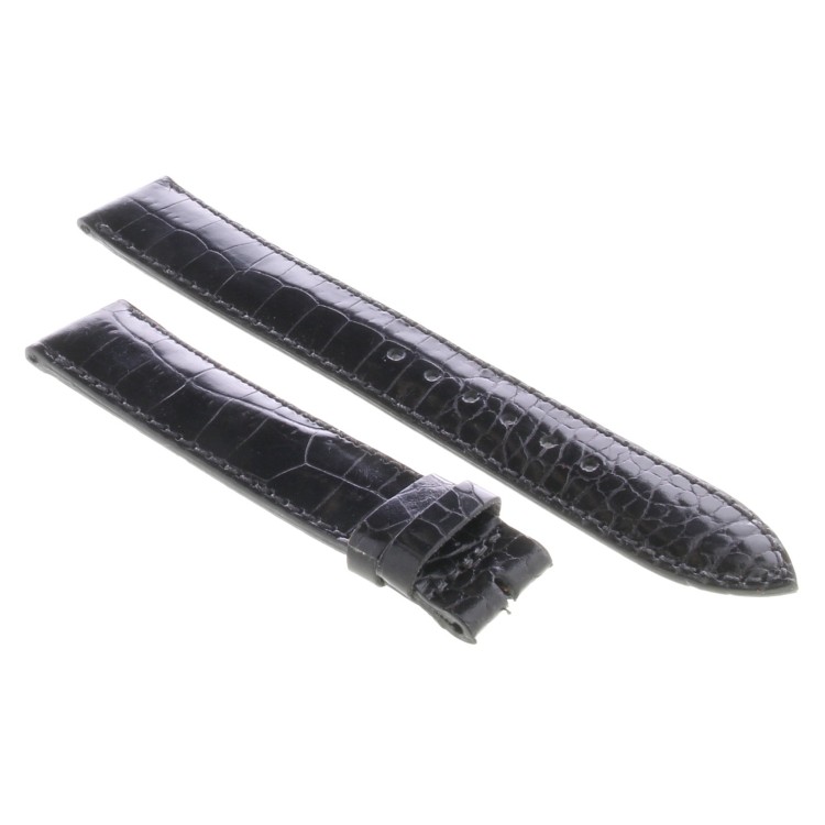 Cinturino Sartoriale Stampa Alligatore Nero Semilucido 18/16 mm B40B forma classica