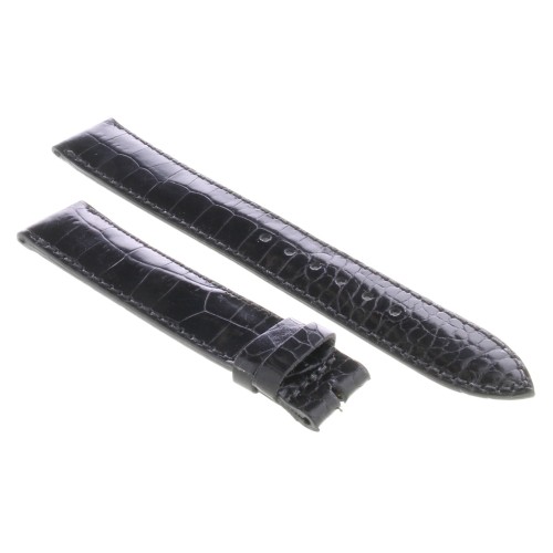 Cinturino Sartoriale Stampa Alligatore Nero Semilucido 18/16 mm B40B forma classica