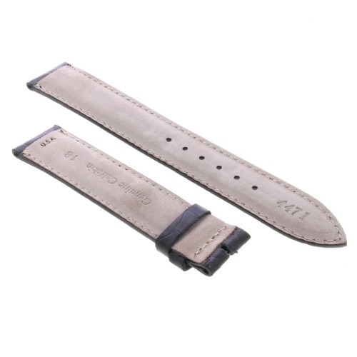Cinturino Sartoriale Stampa Alligatore Nero Semilucido 18/16 mm B40B forma classica