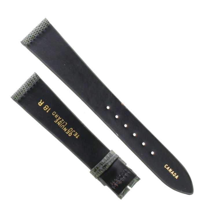 Cinturino Sartoriale Lucertola Tejus Verde Oliva Lucido 18/14 mm B25N forma classica
