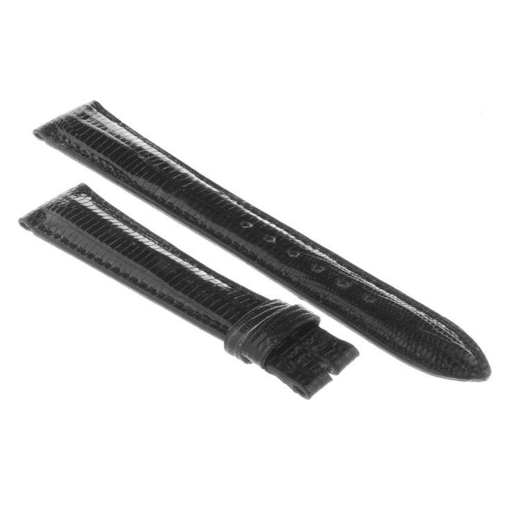 Cinturino Sartoriale Lucertola Tejus Nero Scuro Lucido 18/14 mm B35G forma classica
