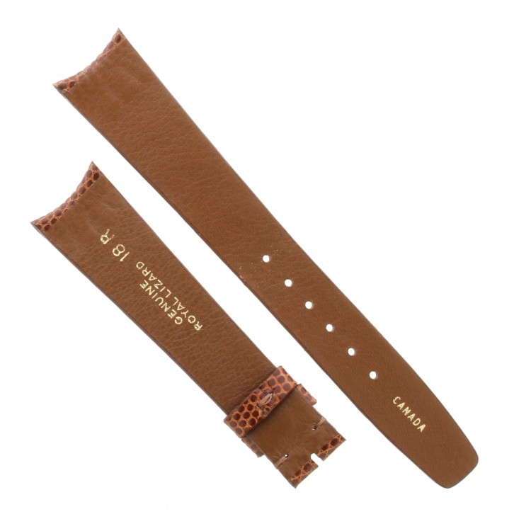 Cinturino Sartoriale Lucertola Marrone Lucido 18/14 mm B20M Piatto classico.